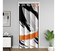 Noir Gris Orange Rideau Occultant 132x203 Coups de Pinceau Peinture À L'Huile Rideau de Porte,Dégradé Abstrait Vintage Chambre Divisée Rideau Ombre Doodle Contemporain Moderne Rideau de Placard