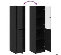 Noir Haut Armoire Contemporain - Highboard/Commode haute/Vaisselier - Chêne noir 35x37x142cm - Bois d'ingénierie LH95852178