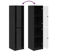 Noir Haut Armoire Contemporain - Highboard/Commode haute/Vaisselier - Chêne noir 35x37x142cm - Bois d'ingénierie LH35015704