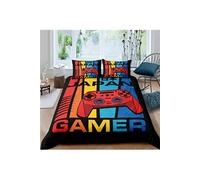noir Housse de couette 200x200 - pour garçon et adolescent 3D Gamepad Parure de lit avec 2 taies - Gamer Console Jeu vidéo