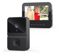 Noir Interphone vidéo porte avec écran 4.3"", vision 85°, double sens, batterie, SD128Go, sans WiFi, carillon, caméra sécurité maison