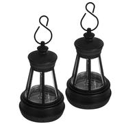 Noir Lanterne Exterieur Solaire 2pcs en Plastique Mini pour Statues | Lanternes Solaires Suspendues, Éclairage Extérieur de Jardin, Lumières Décoratives Extérieures, pour Statues