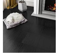 Noir lle PVC Adhesive Sol Chene Bois 30cm x 30cm Revetement de Sol Noir Vintage pour Cuisine Chambre Salon 4 30cm x 30CM X SOLS PVC