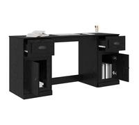 Noir MEUBLE INFORMATIQUE (1 Personne）- Capacité 60 kg - Bureau secrétaire avec armoire avec tiroir Chêne noir 154,5x50x75cm,237855