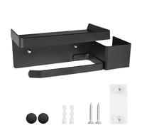 Noir Porte Papier Toilette Mural, Support Papier Toilette sans Percage, Auto-AdhéSif Toilet Paper Holder avec Support de Rangement pour AromathéRapie, Convient pour La Salle de Bain Et La Cuisine
