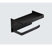 Noir Porte Papier Toilette Mural, Support Papier Toilette sans Percage, Auto-AdhéSif Toilet Paper Holder avec Support de Rangement, Convient pour La Salle de Bain Et La Cuisine(18x10x9cm) (18x10x9cm)