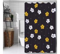 Noir Rideau Douche 100x180cm Rideau de Douche Simple Shower Curtain - Impression Polyester Tissu - avec 12 Crochets - Tissu Lavable en Machine - Imperméable - pour Salle de Bain - Hôtel D#712