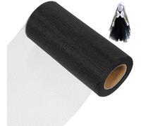 Noir Rouleau de Tulle DIY 22m X 15cm pour Décoration Mariage | Polyester Léger à Découper, Drapé Élégant, pour Citrouilles, Bouquets, Fêtes et Créations Artisanales