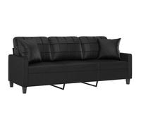 Noir SOFA - PHSH - Canapé 3 places - contemporain - avec oreillers décoratifs noir 180cm similicuir C1160