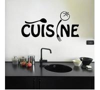 Noir Stickers Muraux Cuisine Fourchette Et Cuillère Décoration De Cuisine Taille:58cmx30cm