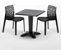 Noir Table carrée et 2 chaises Ensemble de mâts intérieurs en polypropylène coloré Grand Soleil Gruvyer Aia - Noir