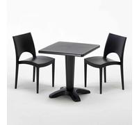 Noir Table carrée et 2 chaises Ensemble de mâts intérieurs en polypropylène coloré Grand Soleil Paris Aia - Noir