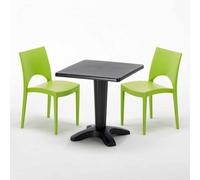 Noir Table carrée et 2 chaises Ensemble de mâts intérieurs en polypropylène coloré Grand Soleil Paris Aia - Vert