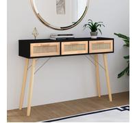 (Noir) Table Console，VIDAXL,Armoire haute de salon, table d'appoint Noir 105x30x75cm Bois massif pin /rotin naturel Mgnifique907220