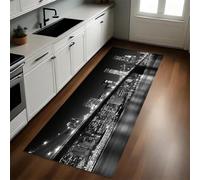 Noir Tapis de Cuisine Le Pont de Brooklyn et la Ville de New York Long Lavable Antidérapant Antifatigue Devant Évier Décoration Paillasson 40 x 120 cm