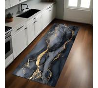 Noir Tapis de Cuisine Texture marbre doré 40 x 120 cm Antidérapant Lavable Devant Évier Absorbant et Doux pour Cuisine Couloir Salon et Entrée