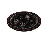 Noir Tapis Rond Halloween Illusion D'optique 3D Effet Vortex Tourbillon Paillasson Antidérapant Motif Fantôme Lumineux Chauve Souris Étoile Décoration Horreur Pour Entrée Porche Halloween 50X50cm