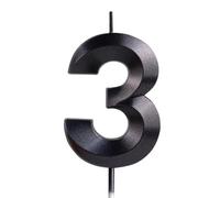 Noire bougies d'anniversaire en forme de chiffre 3, 3D bougies Noire décoration de gâteau,décoration de gâteau pour fête d'anniversaire, mariage,bougie d'anniversaire pour gâteau