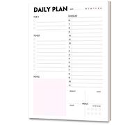 Nokingo Calendrier journalier planificateur et organiseur avec priorités, liste de choses à faire, rendez-vous, notes, repas suivi l'apport d'eau 50 feuilles non-datées détachables Format A5 14,8 x