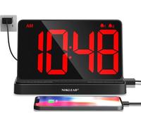 NOKLEAD Réveil Numérique avec Écran LED 6,5" Multicolore USB | Grande horloge de chevet sur secteur avec luminosité réglable, alarme Snooze et affichage couleur pour chambre