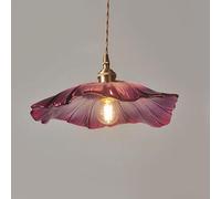 NOKTAI Luminaire Suspension Dôme en Verre Transparent Vintage Industrielle, E27 Plafonnier avec fini en laiton poli Lustre, Suspension Lampe de Salle à Manger Cuisine Salon Chambre fuchsia