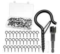 Nokwocy 32 Pièces Crochet à Visser en Acier Inoxydable Noir, Crochets Muraux à Visser Sécurisés, Pitons à Visser pour Suspensions Diverses, Idéal pour Crochets Muraux