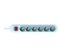 NOLA BLOC 6 PRISES 2P+T 16A AVEC INTERRUPTEUR 1M45 GRIS CLAIR - DEBFLEX - 716043