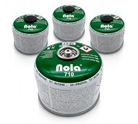 NOLA Lot de 4 cartouches de gaz de 230 g - Cartouches de gaz propane/butane à visser avec filetage 7/16", gaz de camping, pour réchaud de camping, réchaud à gaz et barbecue à gaz - Valve à vis pour