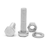 NOLDAR | Boulons à tête hexagonale DIN 933. Acier inoxydable AISI 304 (A2). M10 x 35mm. Comprend 10 vis avec 10 écrous et 10 rondelles (30 pièces). Vis hexagonales entièrement filetées