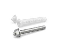 NOLDAR | Tige filetée avec écrou et rondelle pour ancrage chimique. Acier inoxydable. M10 x 120 mm. Comprend un tamis en nylon (15 x 85 mm) pour la fixation dans la brique/béton creux (25 pièces)