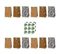 NOLITOY 12 Paquet en Papier à Présent Thème Animaux Jungle avec 2 Feuilles de Stickers, Compact Fêtes D'anniversaire ou Farm Party, Lot de 12 Pièces