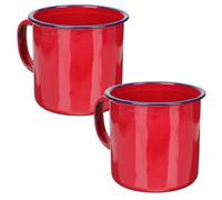 NOLITOY 2 Pièces Mug Vintage en Émail Rouge 500ml Anse pour Thé et Eau | Grosse Tasse Emaillee, Tasses à Vintage, Tasse Automne Cosy, Tasses Colées, Tasse Thé Émail, Isotherme Mug