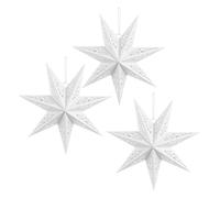 NOLITOY Abat-jour en Papier Blanc Décoration Suspendue Polyvalente 3 Pièces D'étoile à Sept Branches Design Unique et Romantique pour Fête et Anniversaire