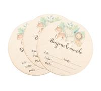 NOLITOY Annonce de Naissance en Bois 3pcs Motifs Animaux Mignons, Surface Lisse Ronde pour Photo Prop Lors de Gender Reveal Party Bébé