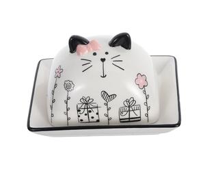 NOLITOY Beurrier Grand Beurrier Pratique avec Couvercle Céramique Design Cartoon, Plat de Beurre au Fromage et Cuisine Boutique de Desserts Solide