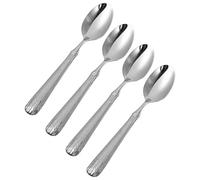 NOLITOY Cuillères à Dessert Cuillère Alimentaire Solide Design Gravé en Acier Inoxydable Lot de 4 Argenté pour Célébrations et Dîners