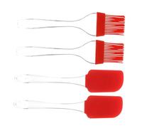 NOLITOY Ensemble 4 Pièces Spatules et Pinceau Silicone Rouge pour Barbecue, Résistant, Léger, pour Cuisson et Grillades en Extérieur Couleur Aléatoire