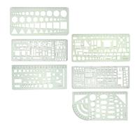 NOLITOY Gabarits de Mesure en Plastique Vert Formes Rondes, Ellipse et Carré 6 Pièces Outil D'aide au Dessin pour Dessin Géométrique pour Bureau et Maison