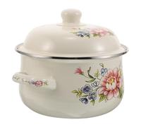 NOLITOY Marmite Rétro en Émail 2 L avec Couvercle, Pot à Mijoter Décoratif pour Aromathérapie sur Cuisinière, Rétention de Chaleur et Usage Polyvalent