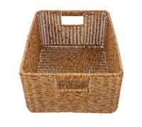 NOLITOY Panier de Rangement Poignées Doubles à Grosse Capacité à Imitation Rotin Finition Soignée en Pp et Fer , Design Rustique pour Organiser Bureau ou Maison
