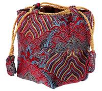 NOLITOY Pochette à Cordon Rouge en Tissu Coton Carré Design Simple et Élégant pour Rangement Pratique de Sachets de Thé et Bonbons