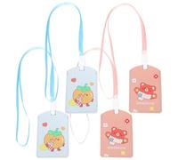 NOLITOY Porte-badges Léger Lot de 4 Étanches en Polyuréthane Motifs Dessin Animé, Protège-cartes Taille Compacte Repas, Accès et Bus pour Usage Scolaire et Transports