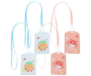 NOLITOY Porte-badges Léger Lot de 4 Étanches en Polyuréthane Motifs Dessin Animé, Protège-cartes Taille Compacte Repas, Accès et Bus pour Usage Scolaire et Transports