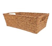 NOLITOY Seagrass Woven Rectangle Storage Basket With Cutout Handle Rustic Style For Home Hotel Use Café