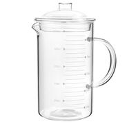 NOLITOY Tasse en Verre Résistante la Chaleur 1000ml avec Couvercle et Échelle de Mesure Précise pour Usage Domestique, Pot à Jus Polyvalent et Récipient D'eau Froide
