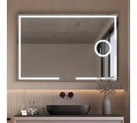 NOLUXA LEDIMEX - Miroir Salle de Bain 90X80Cm LED, Anti-Buée et Grossissement X3 | Miroir Intelligent Frontal Tri-LED (Chaude, Neutre, Froide), Régulateur Intensité et Capteur on/Off | Série Indiana