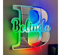 Nom personnalisé miroir alphabet LED, lettre lumineuse créative pour chambre à coucher, cadeau Saint-Valentin et Noël