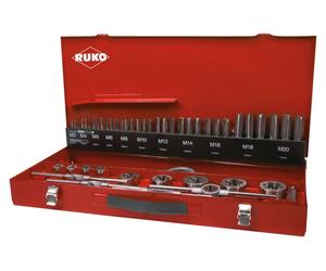 Nom RUKO jeu de tarauds et filières 54 pièces HSSE-Co 5 en cassette industrielle - 245040E