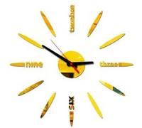 Nombres 3D Diy Romain Mur Acrylique Miroir Autocollant Horloge Décoration Intérieure Stickers Mural Or PL654
