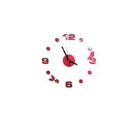 Nombres 3D Diy Romain Mur Acrylique Miroir Autocollant Horloge Décoration Intérieure Stickers Mural Rouge PL619